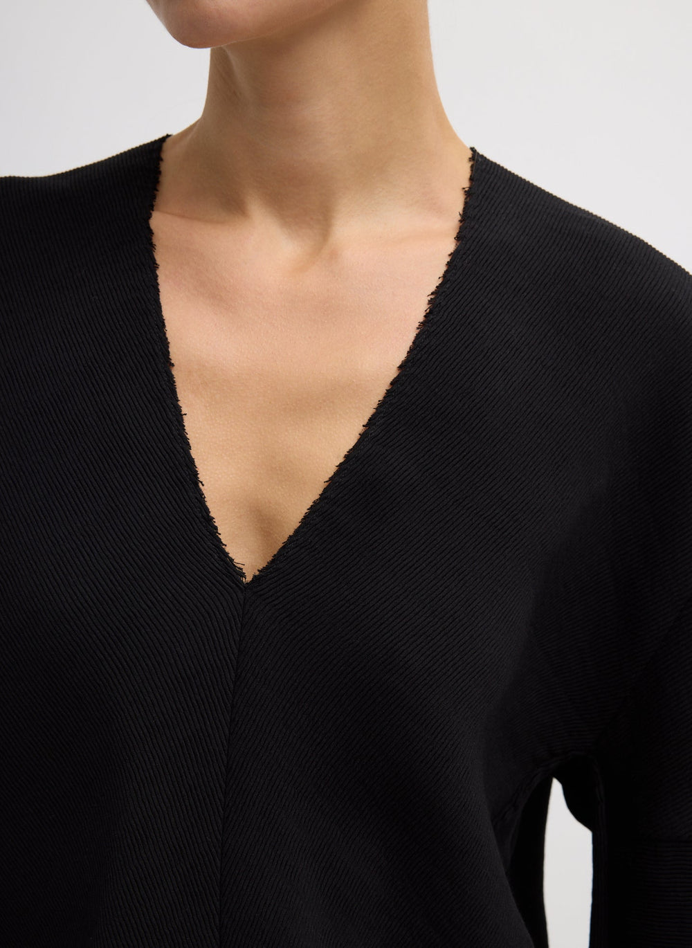 Viscose Plisse Hinged Long Sleeve Top | Tibi Black