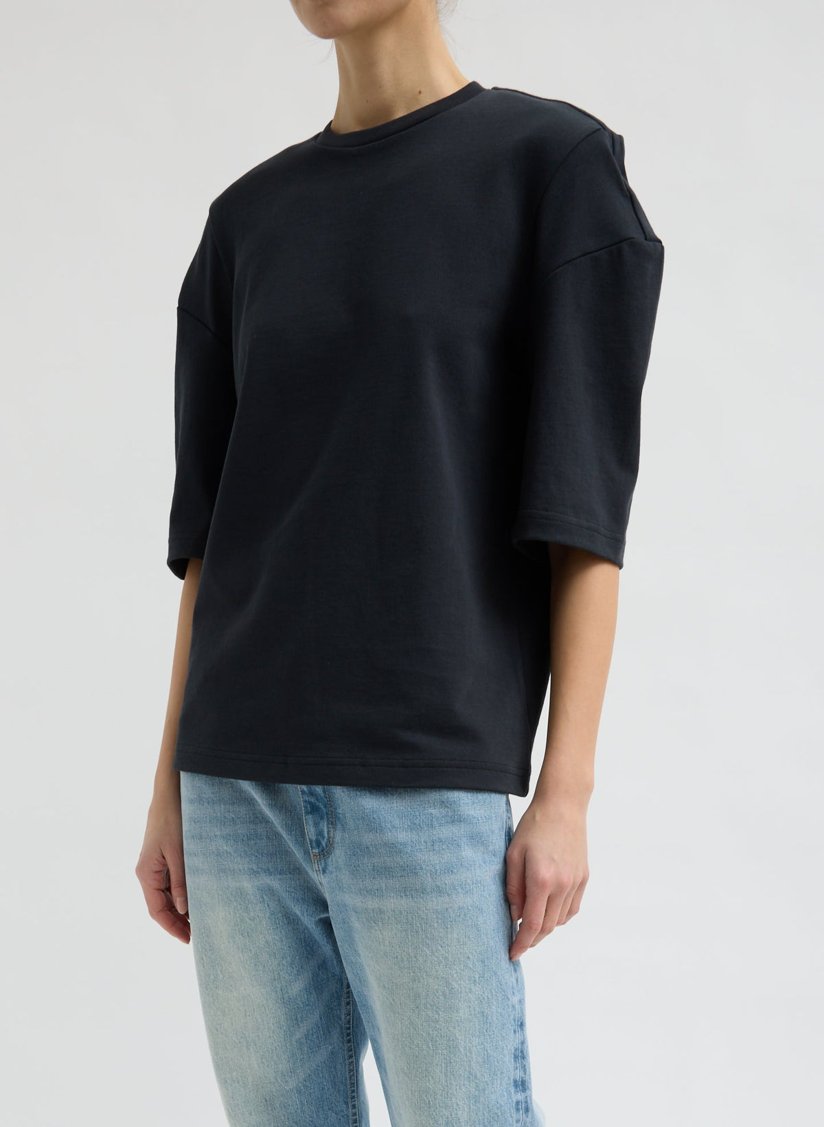 Perfect Hinged Sleeve T-Shirt | Tibi Black