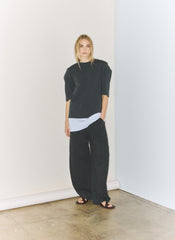 Perfect Hinged Sleeve T-Shirt | Tibi Black
