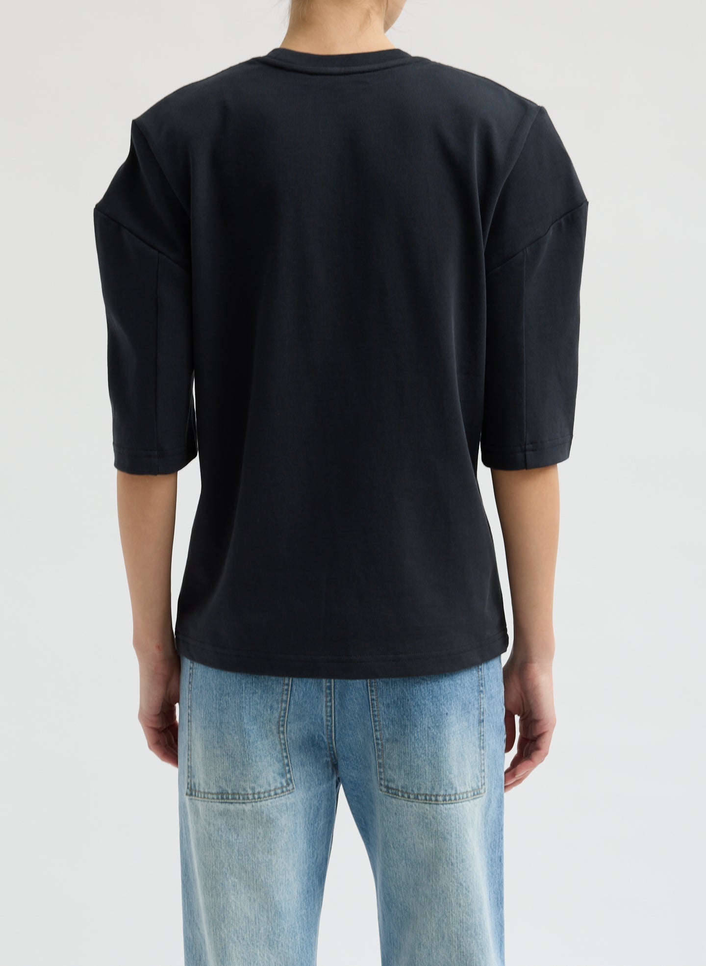 Perfect Hinged Sleeve T-Shirt | Tibi Black