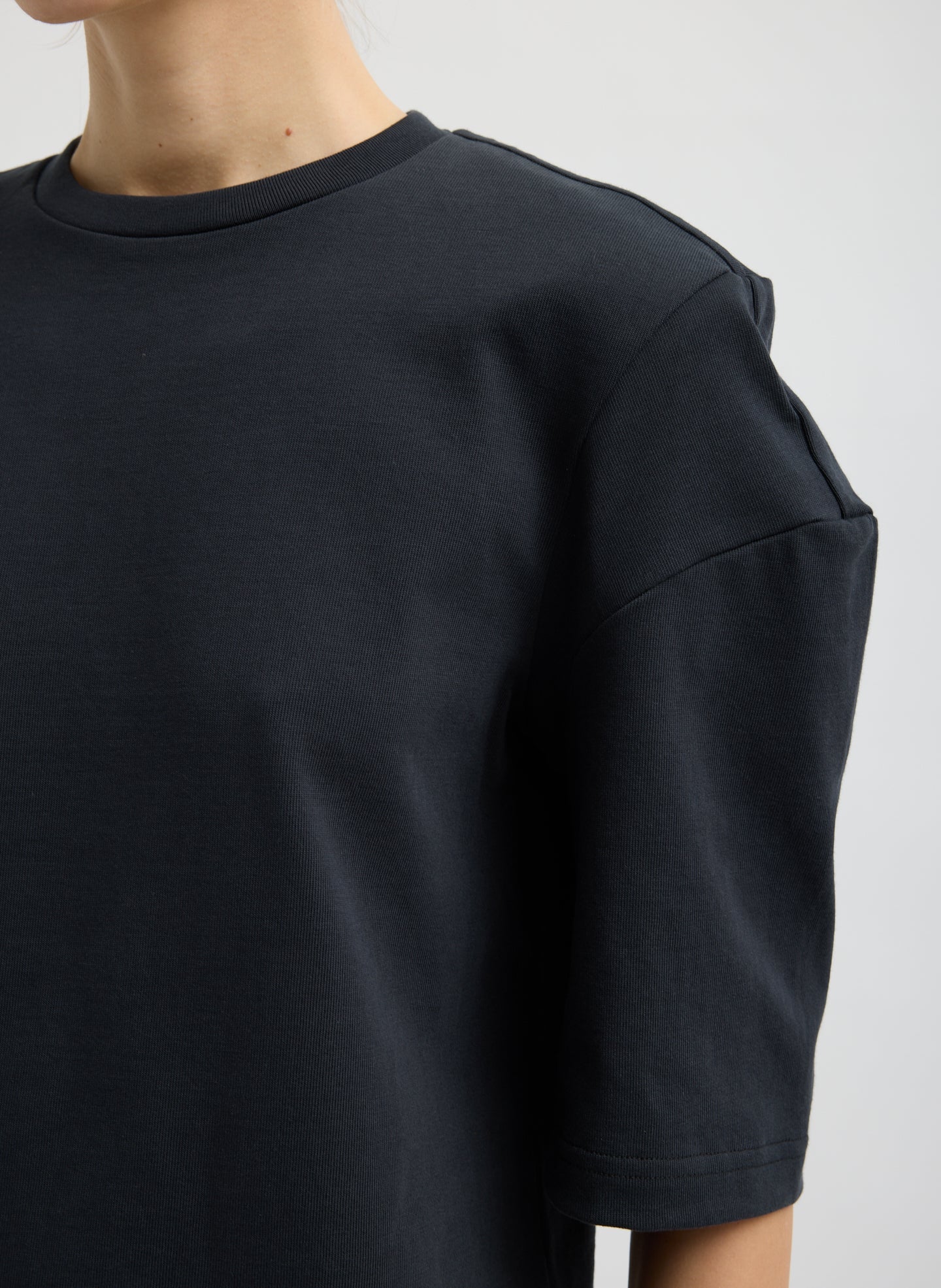 Perfect Hinged Sleeve T-Shirt | Tibi Black