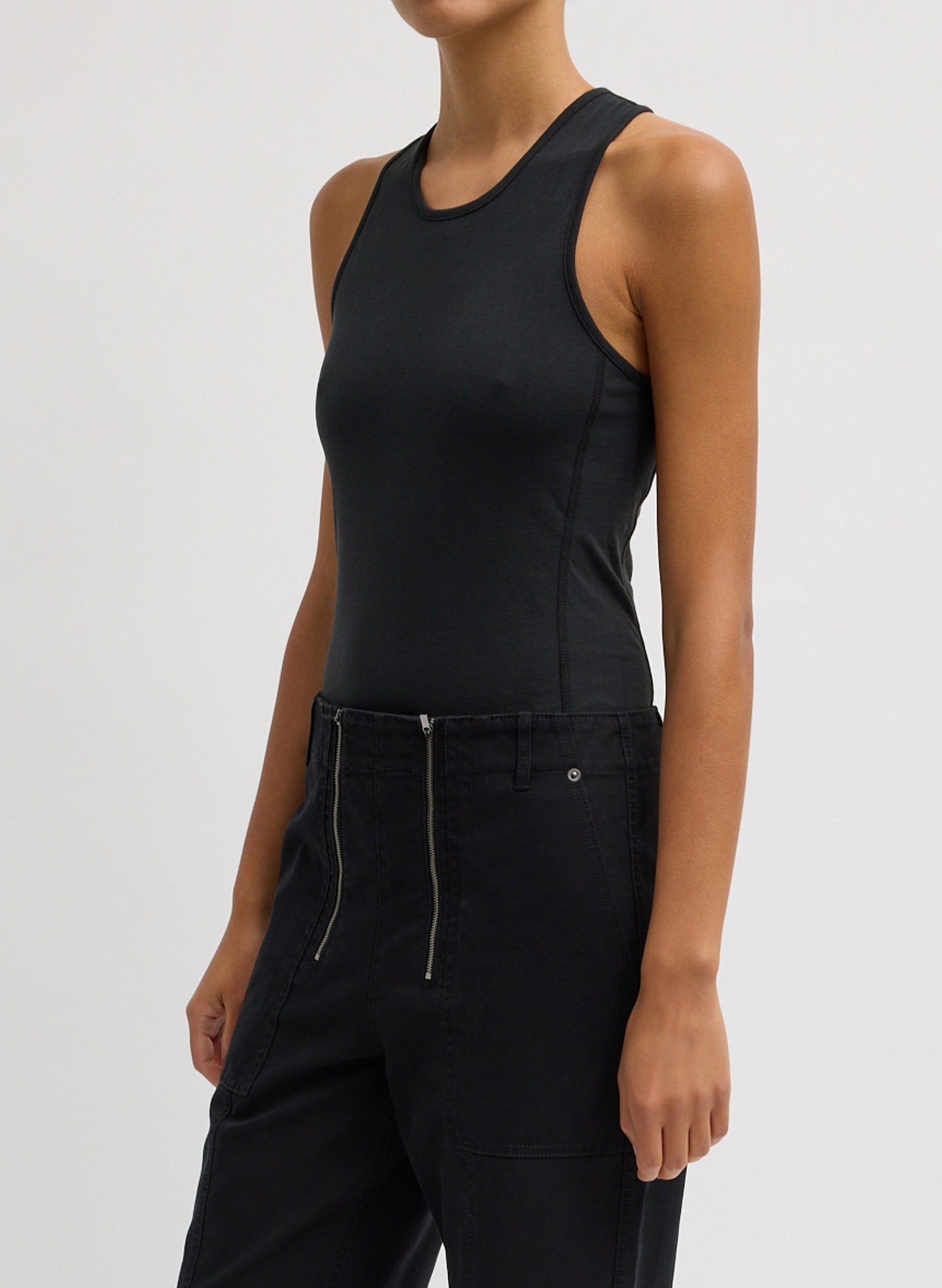 Crewneck Racerback Bodysuit | Tibi Black