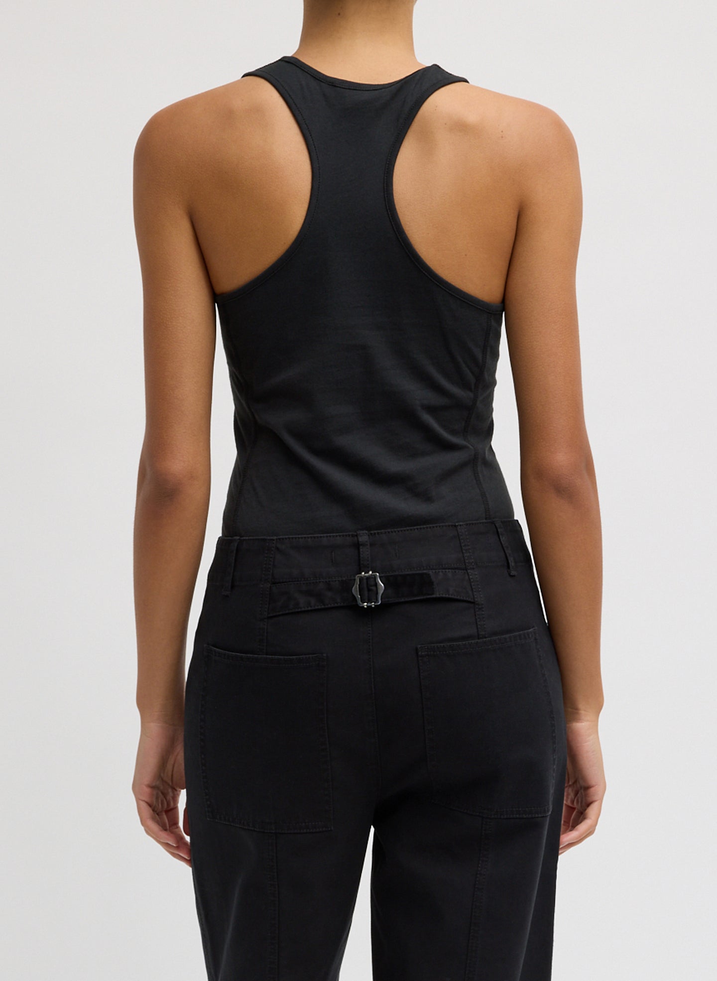 Crewneck Racerback Bodysuit | Tibi Black