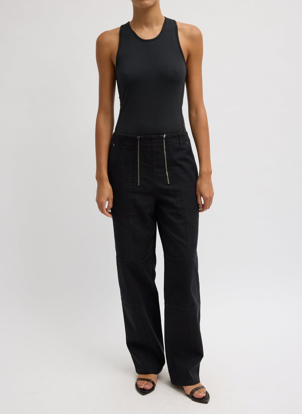 Crewneck Racerback Bodysuit | Tibi Black