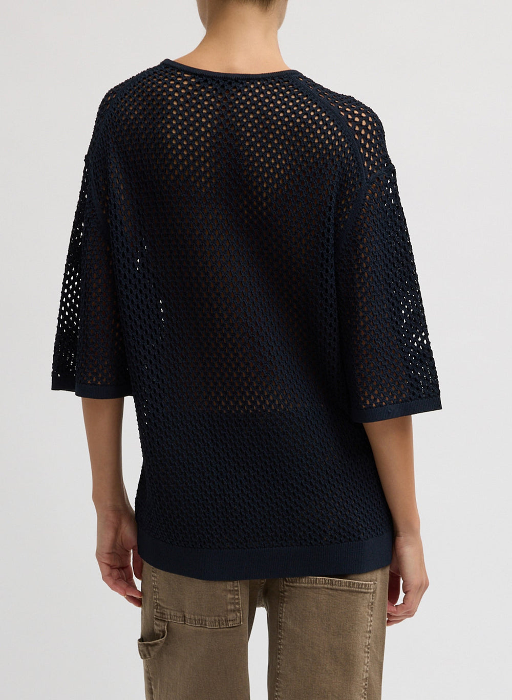 Crochet Netting Oversized Easy T-Shirt | Tibi Navy