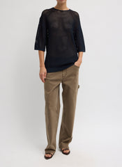 Crochet Netting Oversized Easy T-Shirt | Tibi Navy