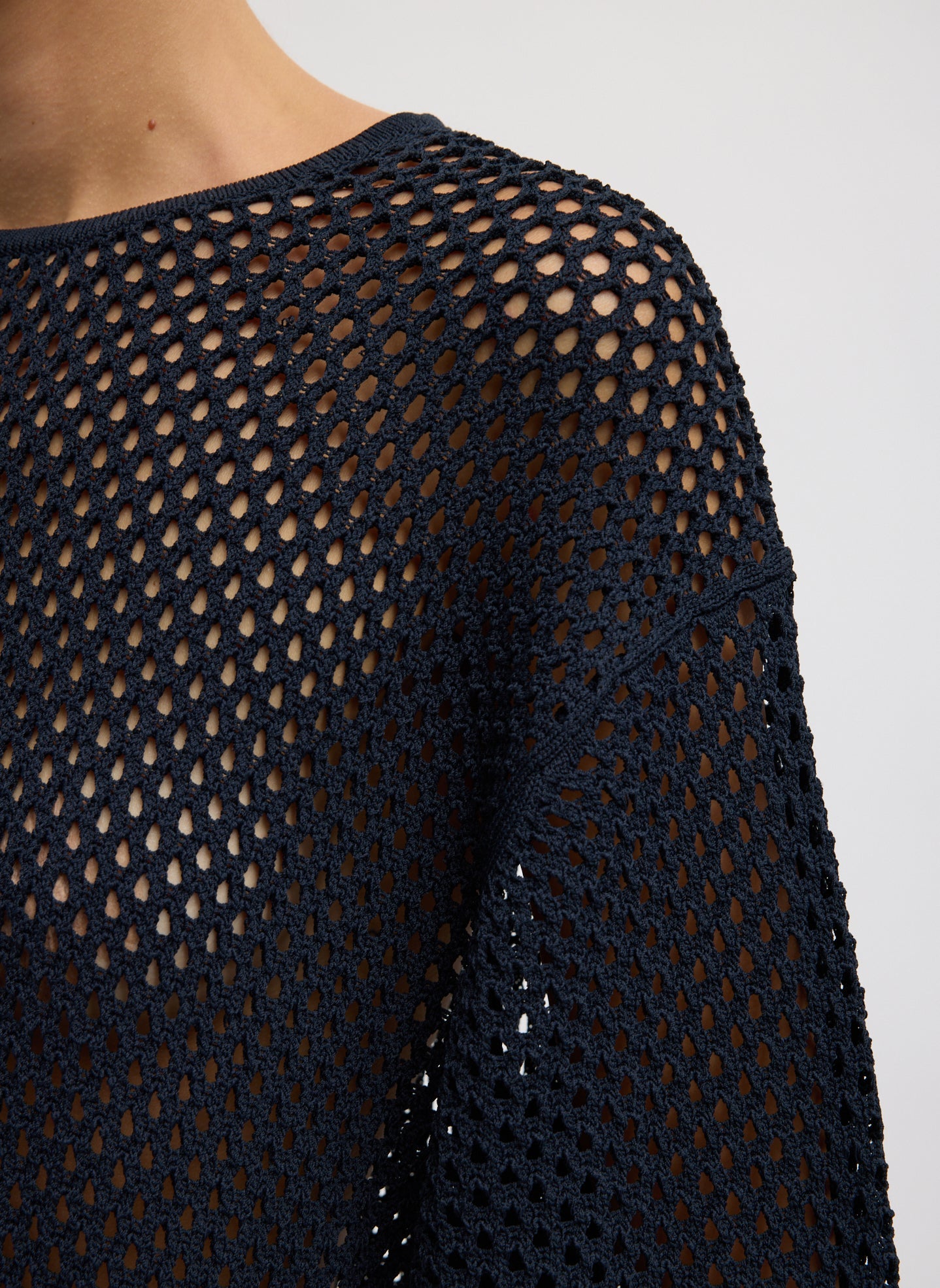 Crochet Netting Oversized Easy T-Shirt | Tibi Navy