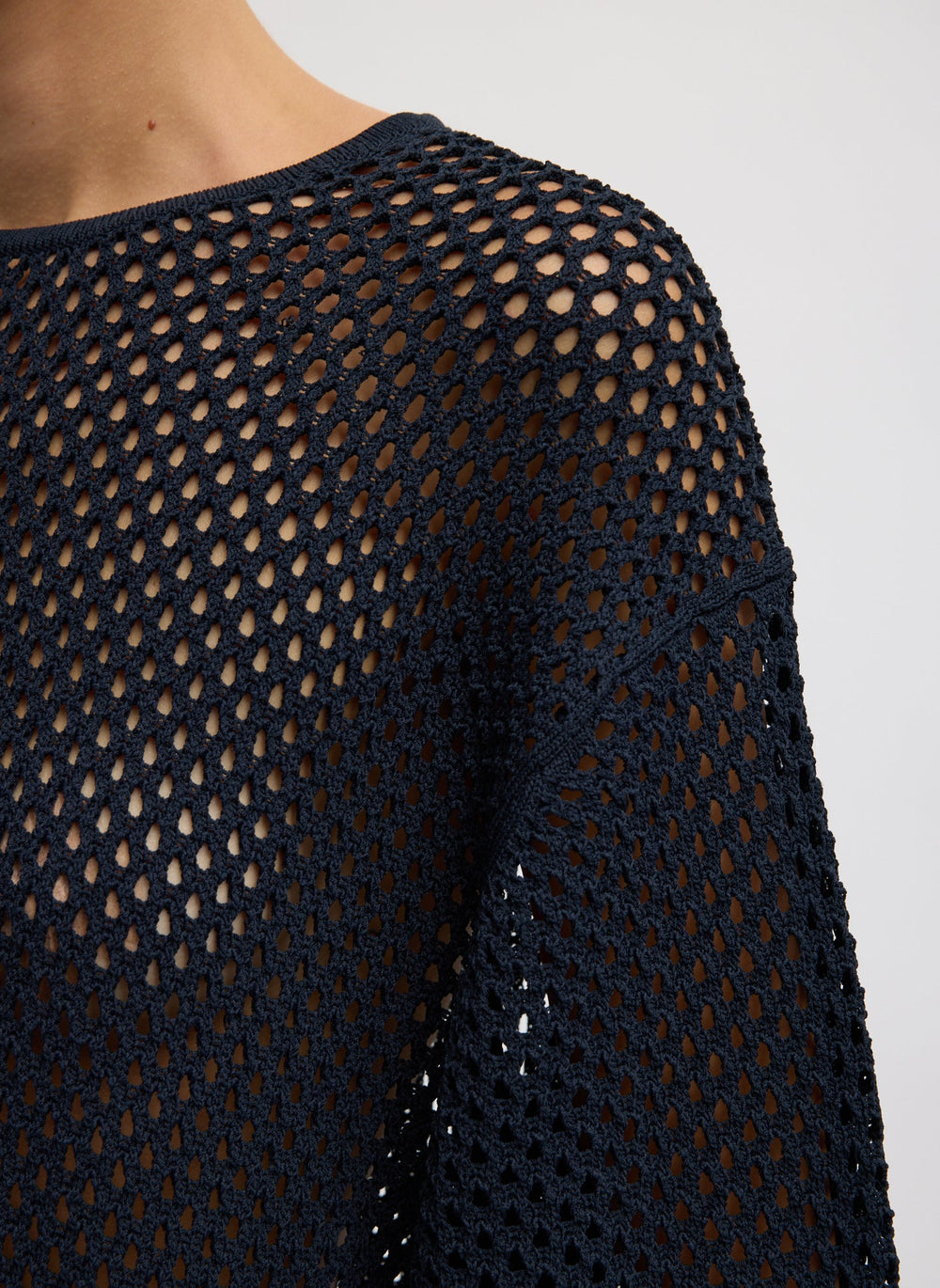 Crochet Netting Oversized Easy T-Shirt | Tibi Navy