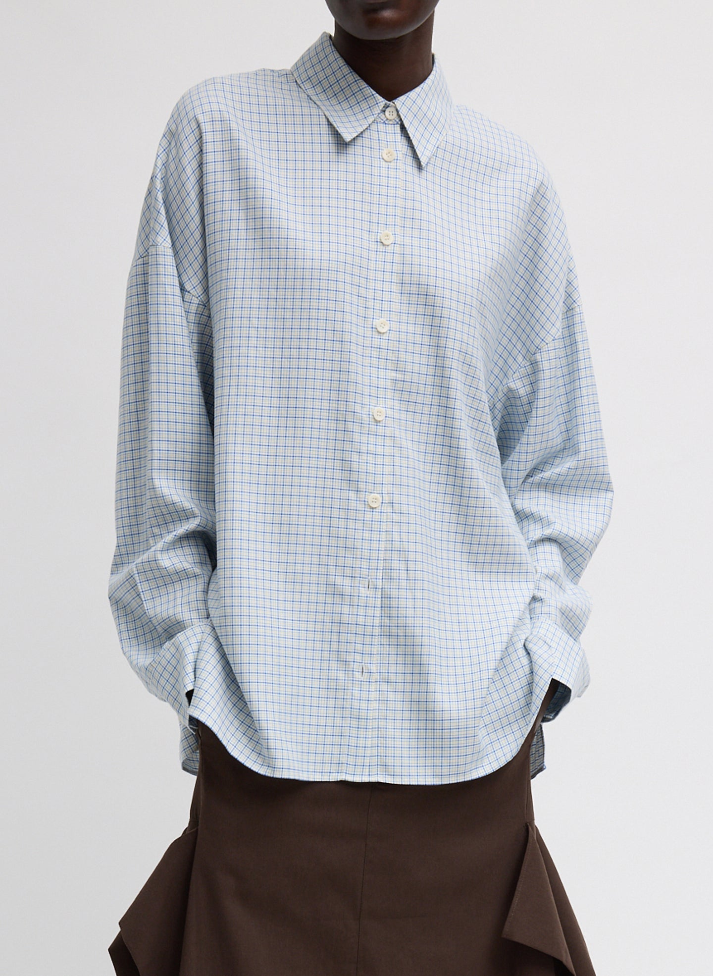 Linus Check Oversized Shirt | Tibi Blue Multi
