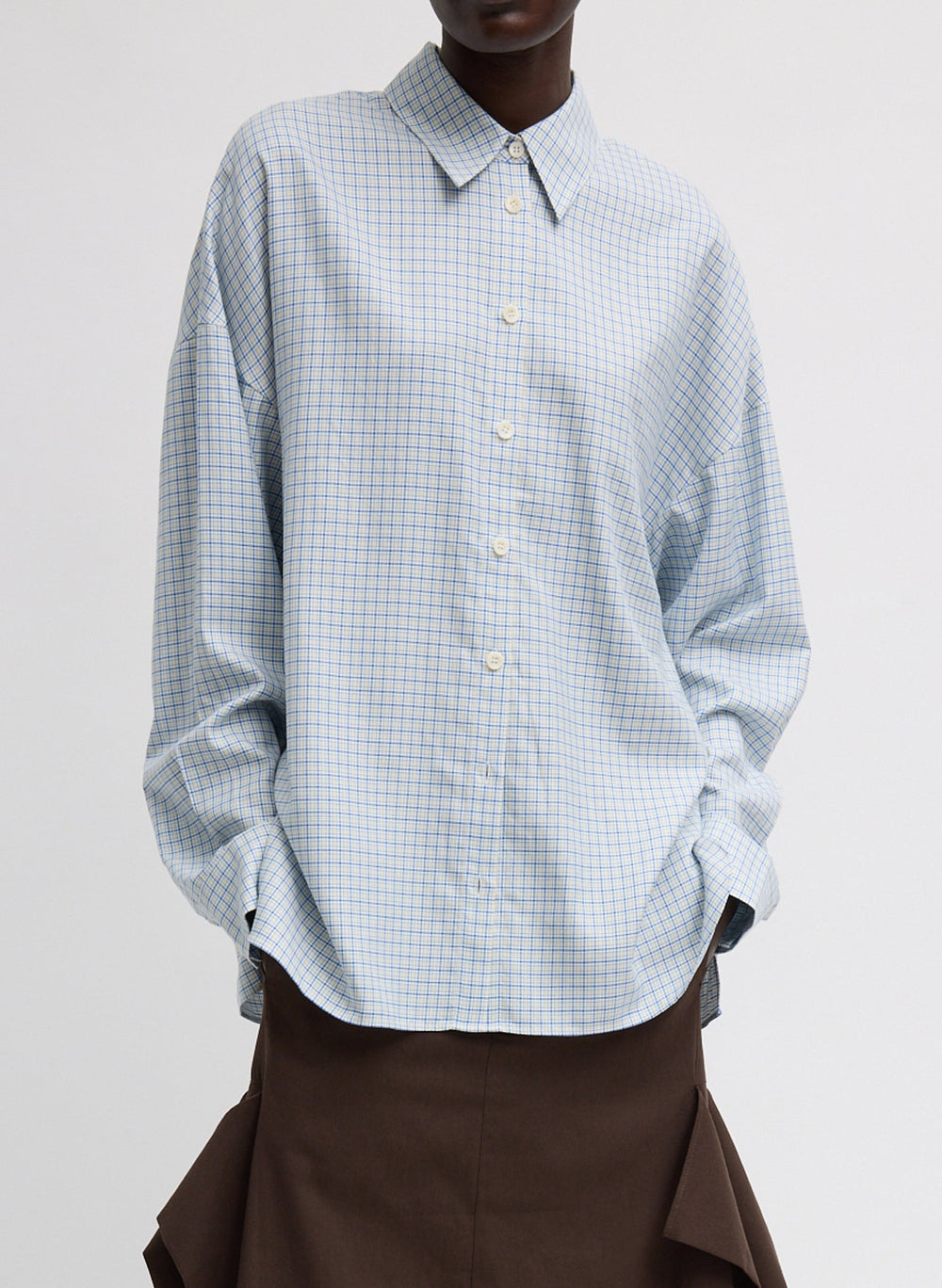 Linus Check Oversized Shirt | Tibi Blue Multi