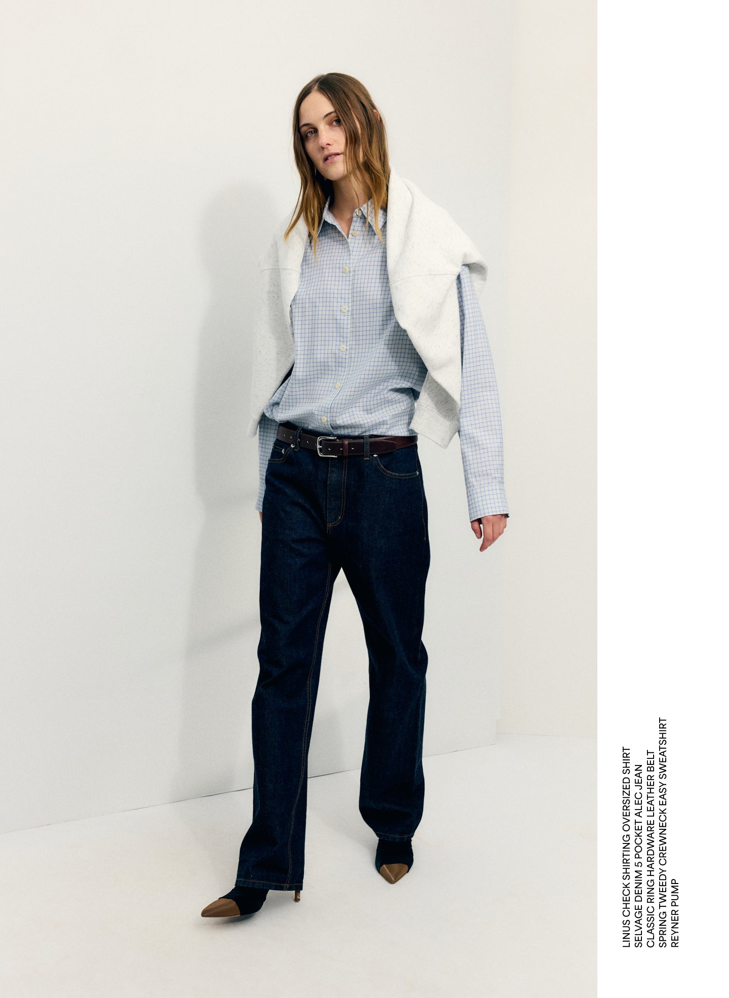 Linus Check Oversized Shirt | Tibi Blue Multi