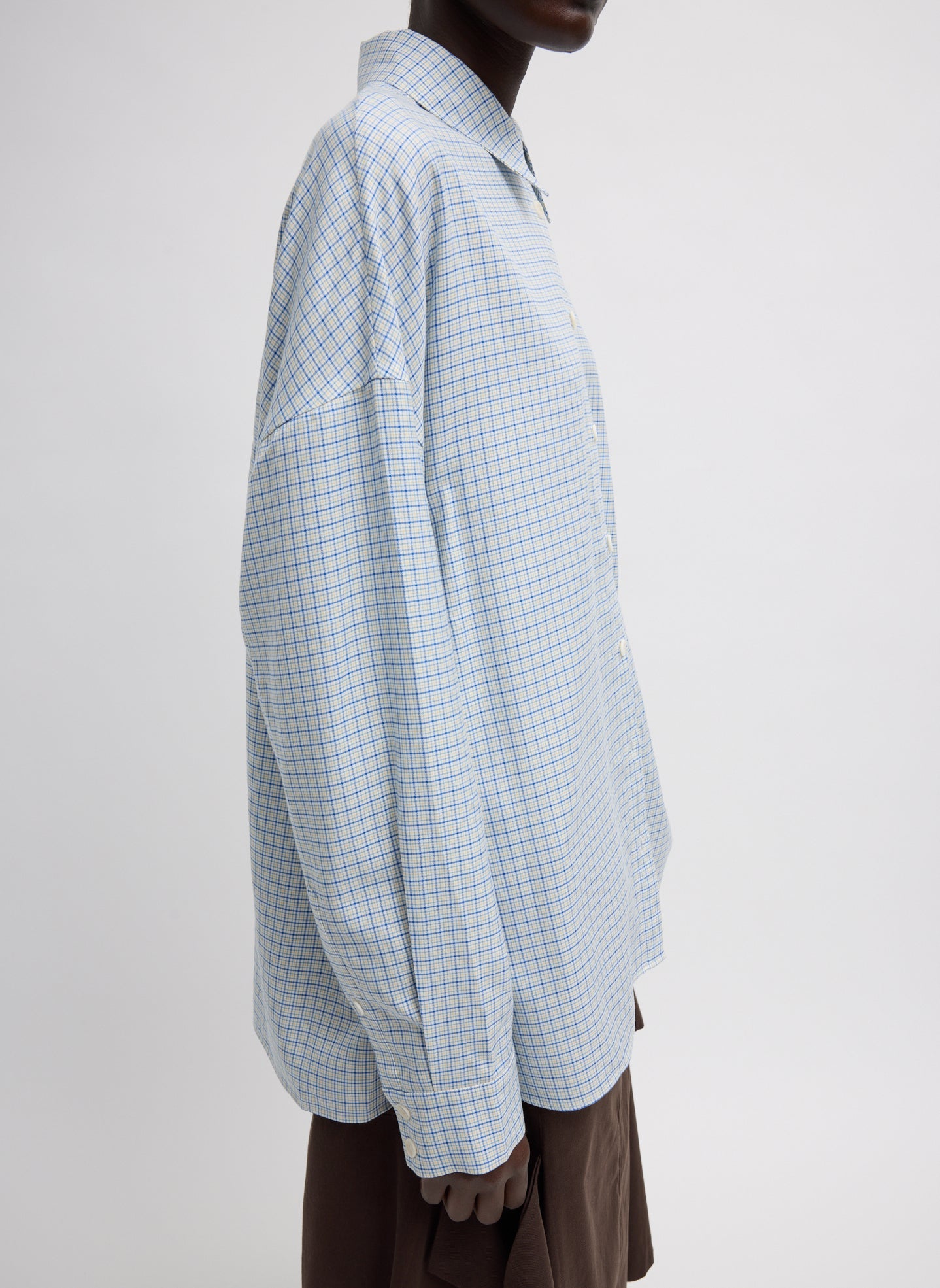 Linus Check Oversized Shirt | Tibi Blue Multi