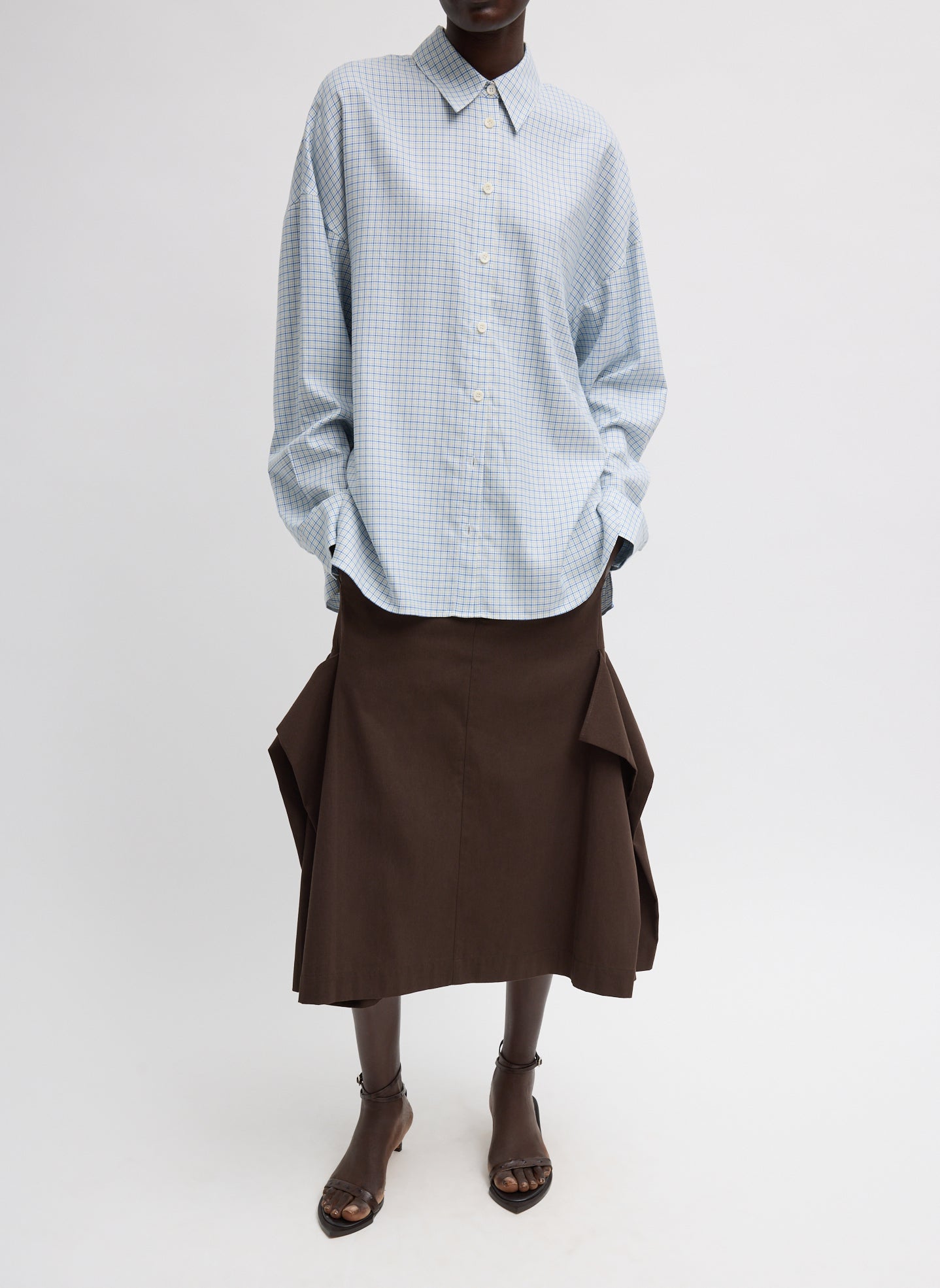 Linus Check Oversized Shirt | Tibi Blue Multi