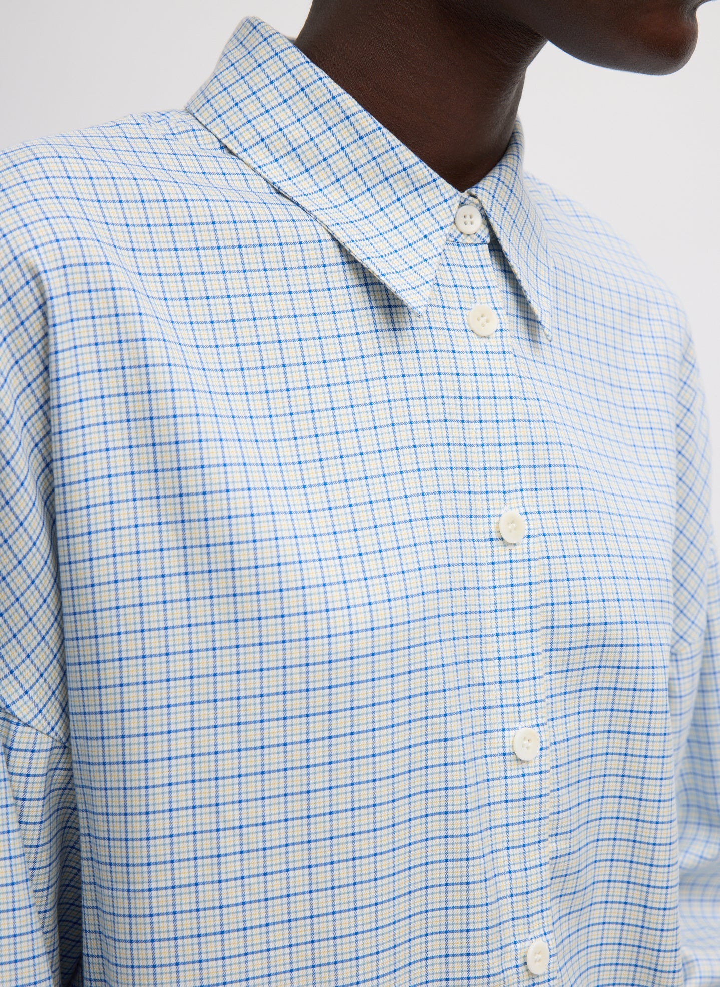 Linus Check Oversized Shirt | Tibi Blue Multi