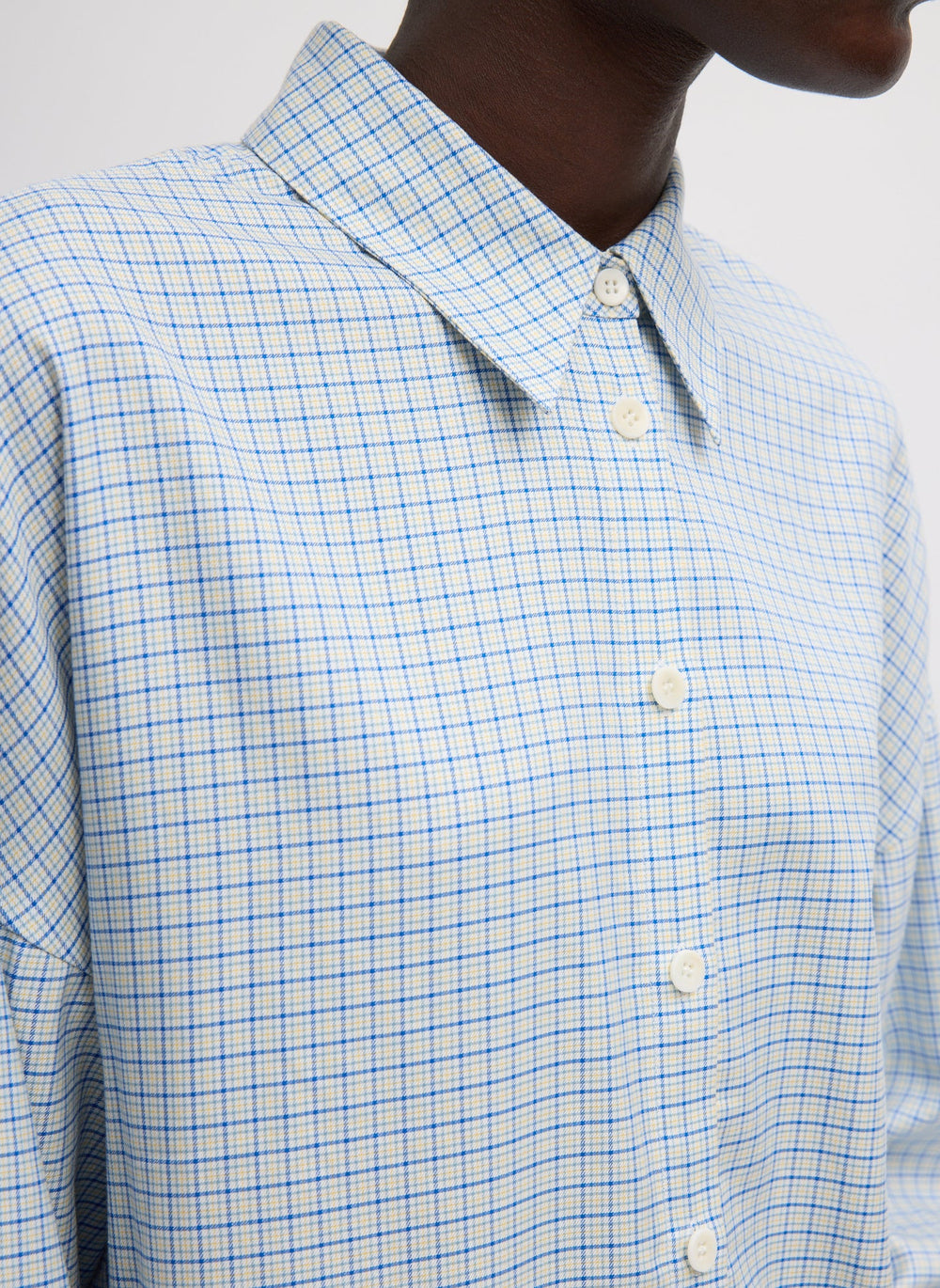 Linus Check Oversized Shirt | Tibi Blue Multi