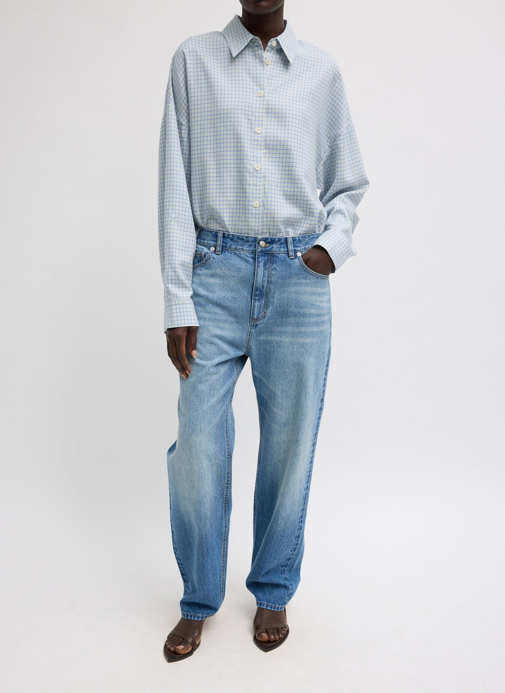 Linus Check Oversized Shirt | Tibi Blue Multi