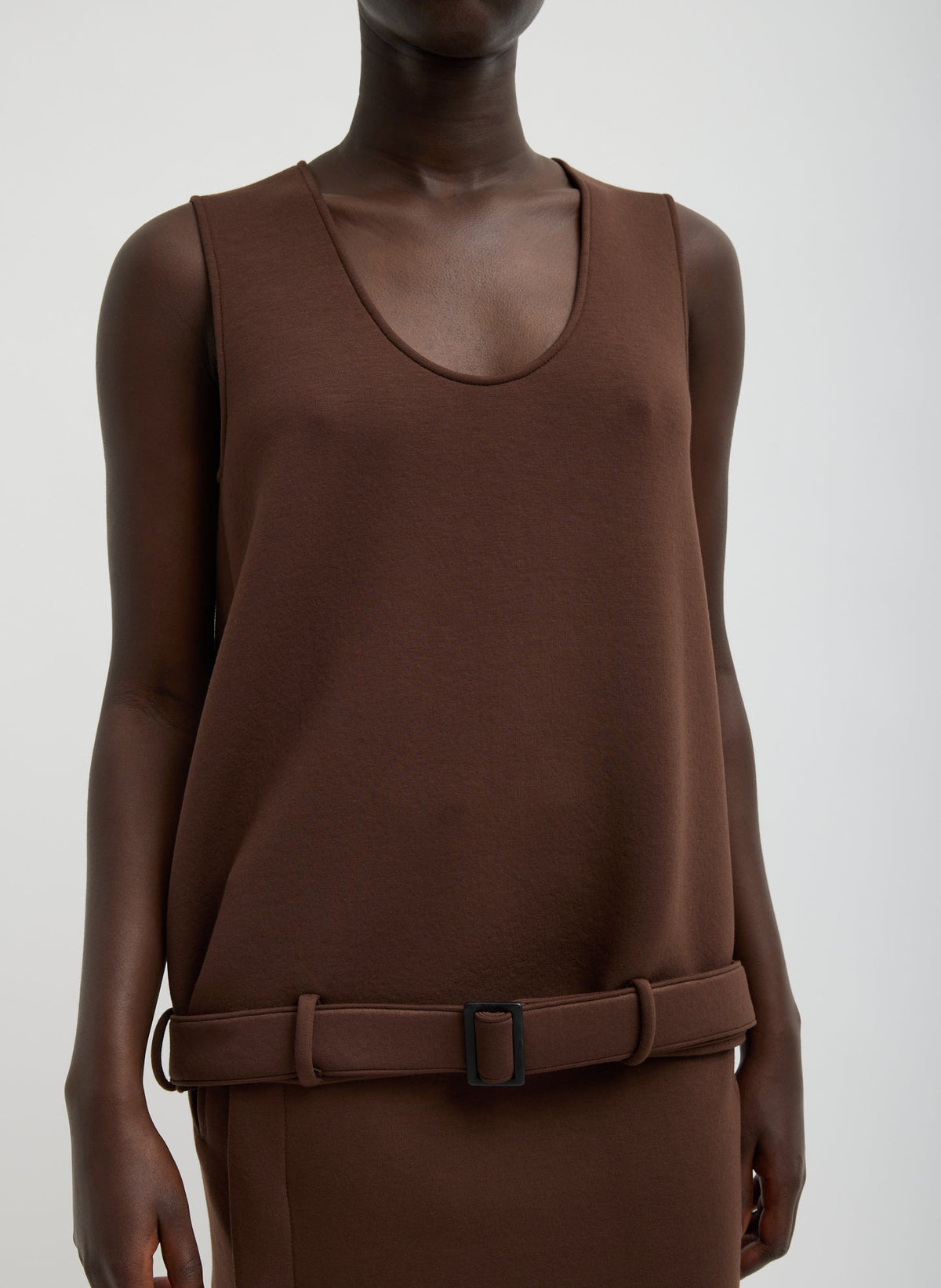 Bonded Viscose Tank Top | Tibi Brown