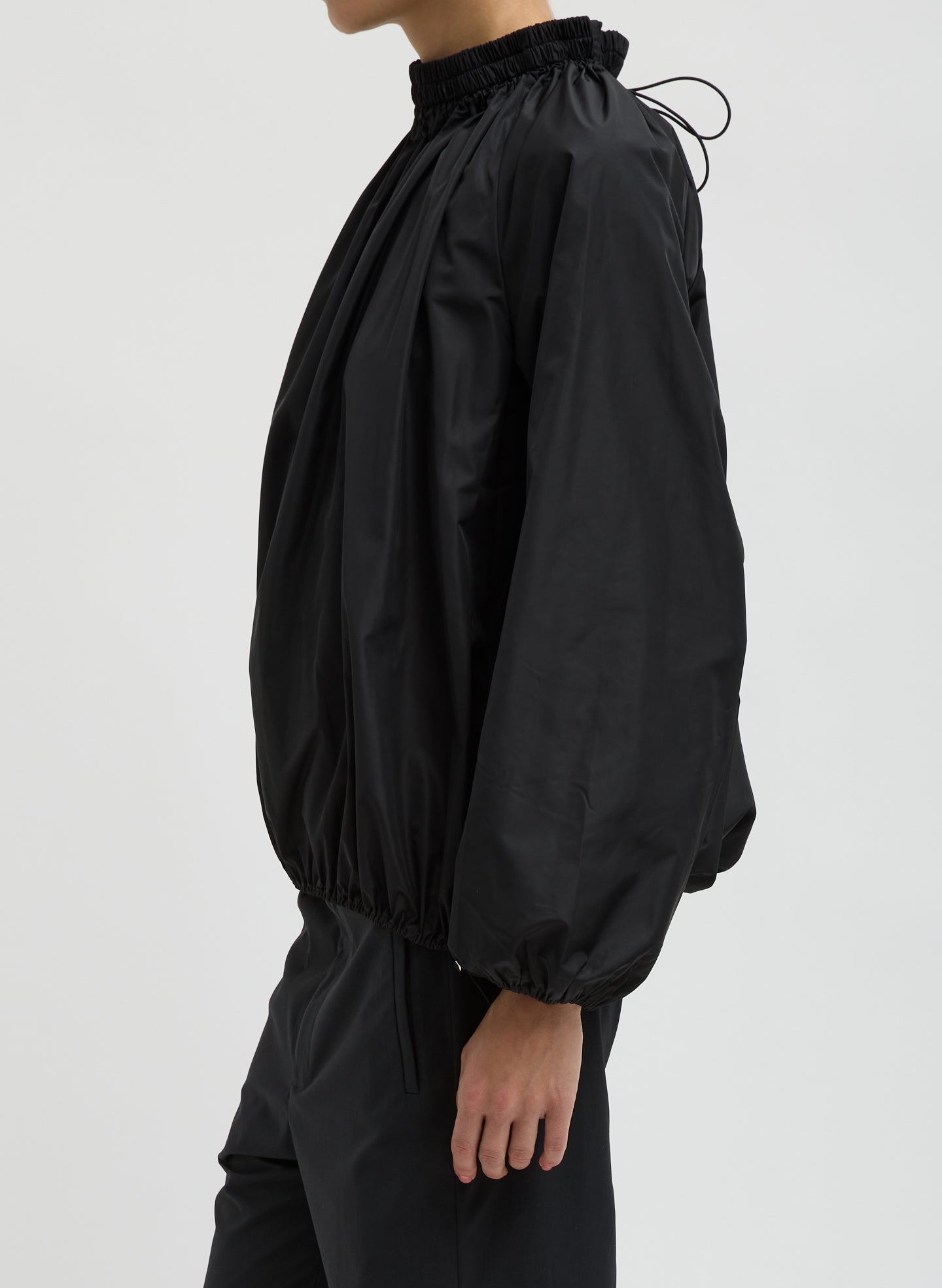 Italian Sporty Nylon Shirred Anorak Top | Tibi Black