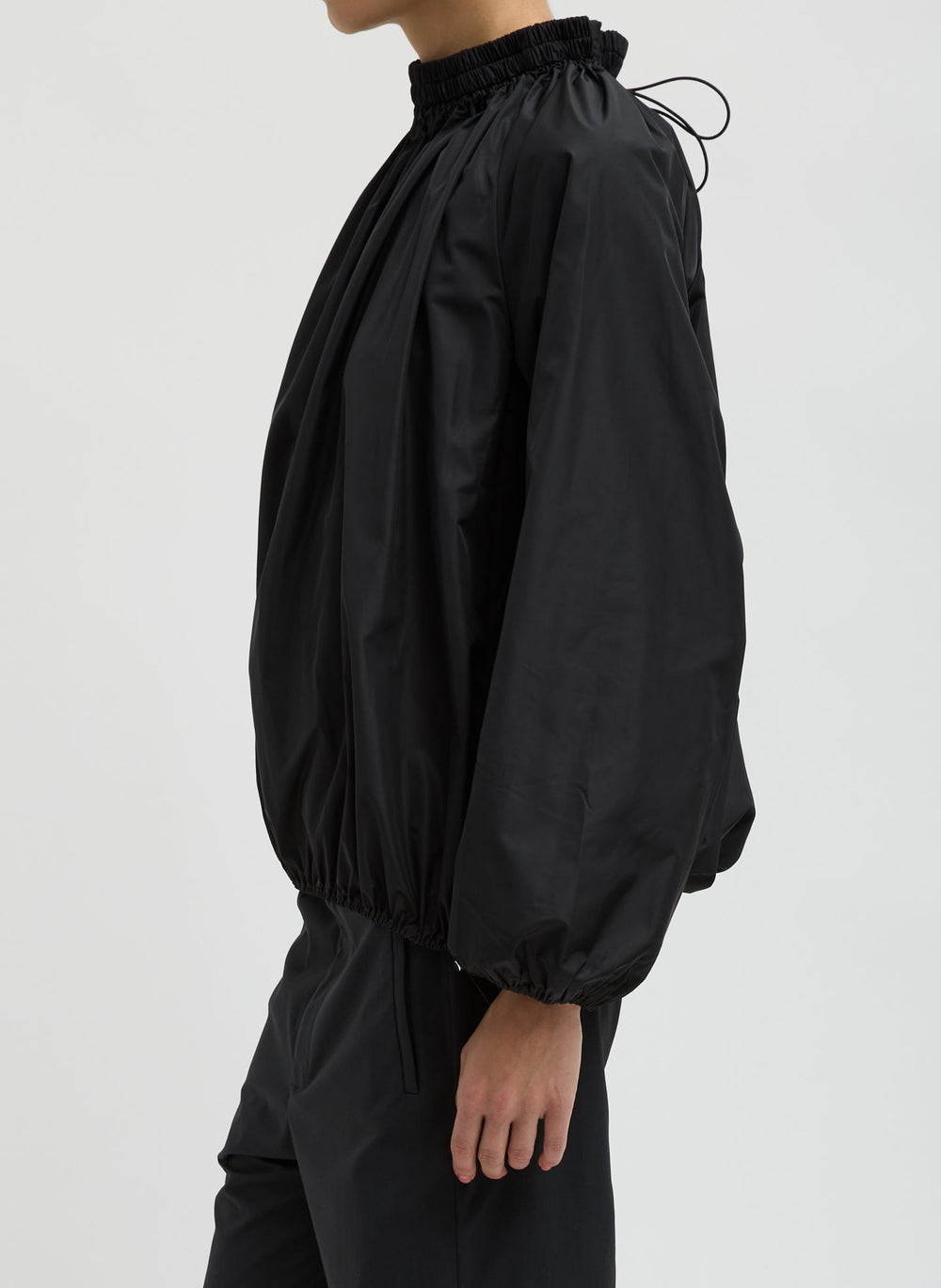 Italian Sporty Nylon Shirred Anorak Top | Tibi Black
