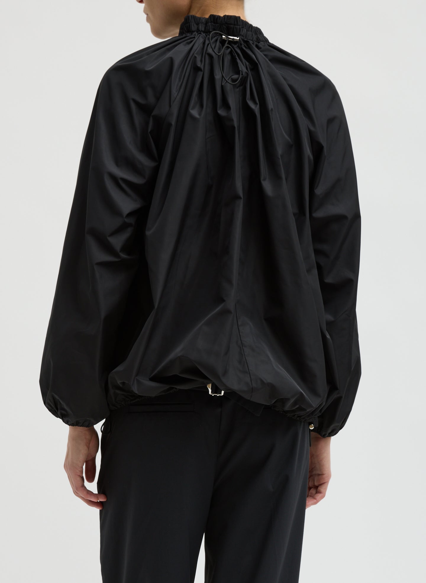 Italian Sporty Nylon Shirred Anorak Top | Tibi Black
