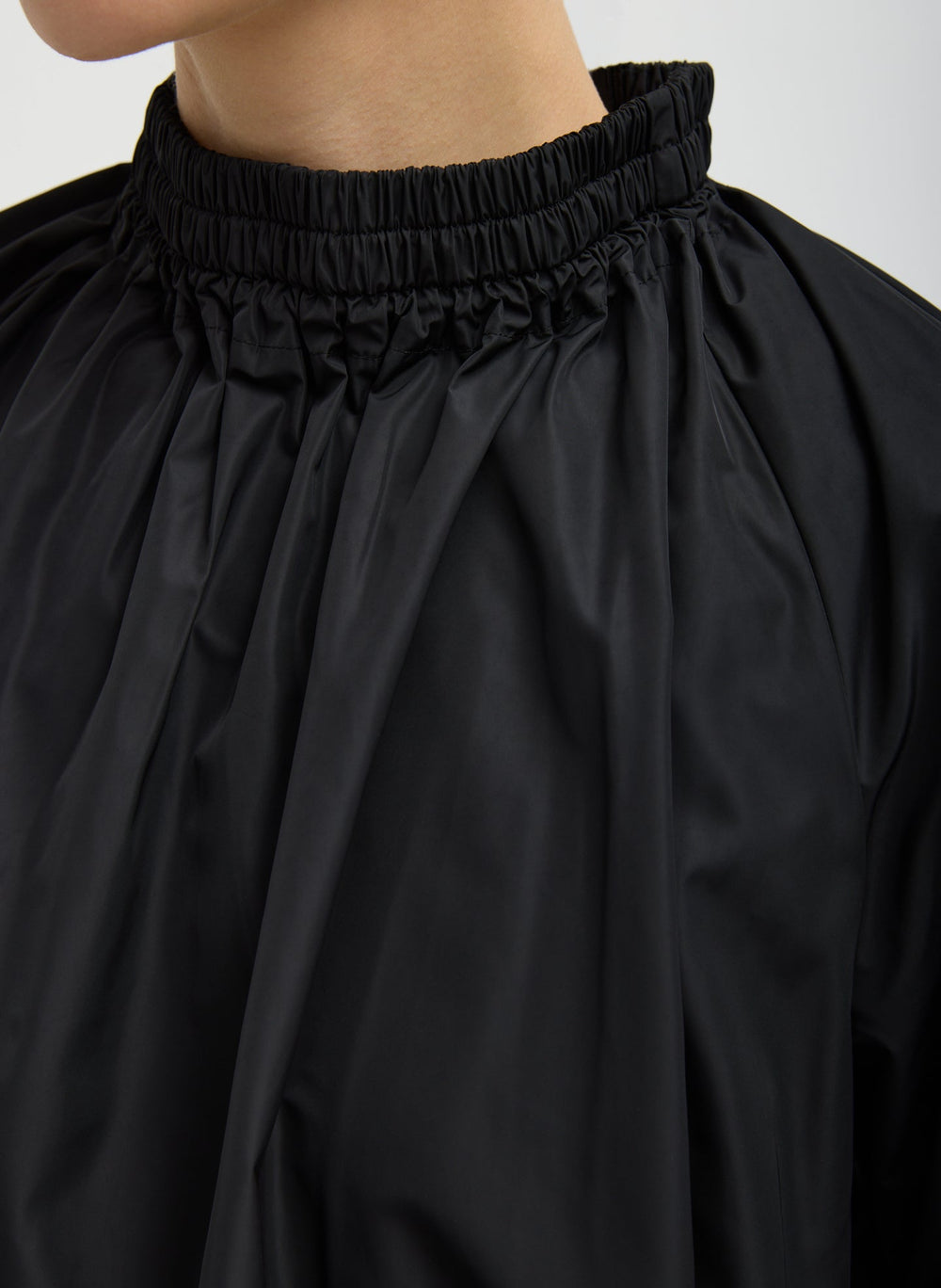 Italian Sporty Nylon Shirred Anorak Top | Tibi Black
