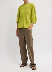 Viscose Plisse Hinged Short Sleeve Top | Tibi Pea Pod