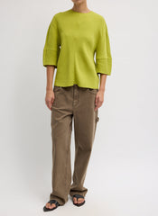 Viscose Plisse Hinged Short Sleeve Top | Tibi Pea Pod