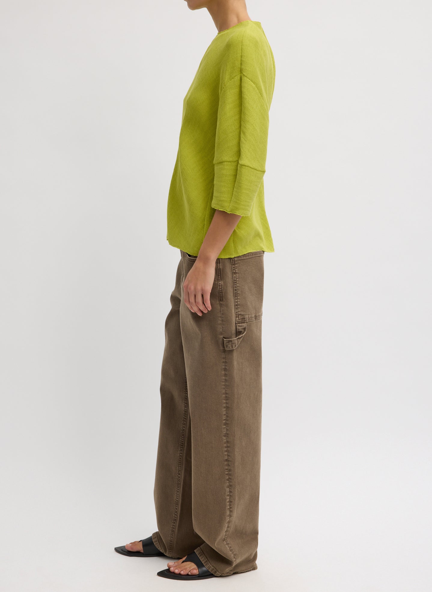 Viscose Plisse Hinged Short Sleeve Top | Tibi Pea Pod