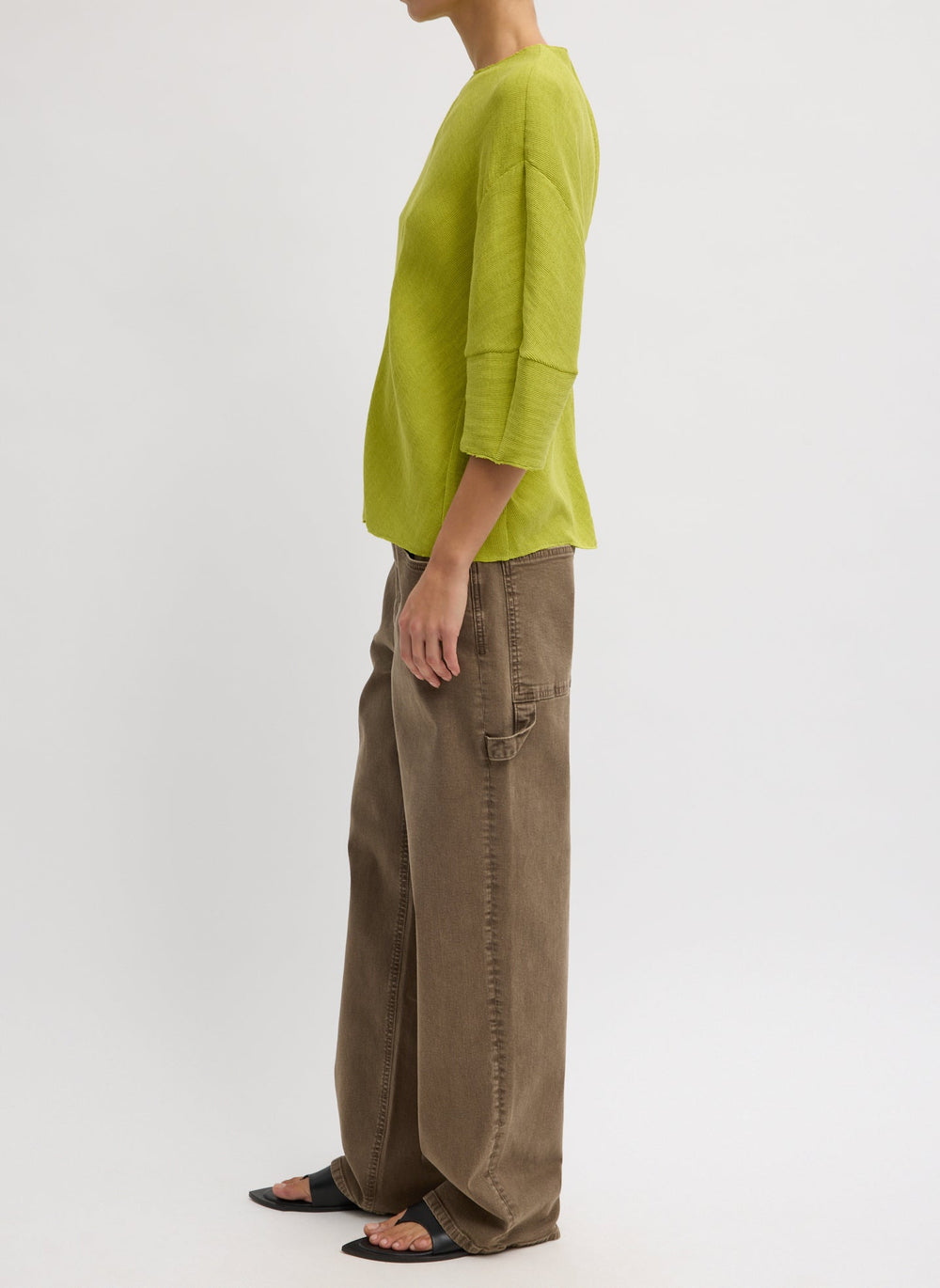 Viscose Plisse Hinged Short Sleeve Top | Tibi Pea Pod