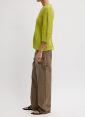 Viscose Plisse Hinged Short Sleeve Top | Tibi Pea Pod