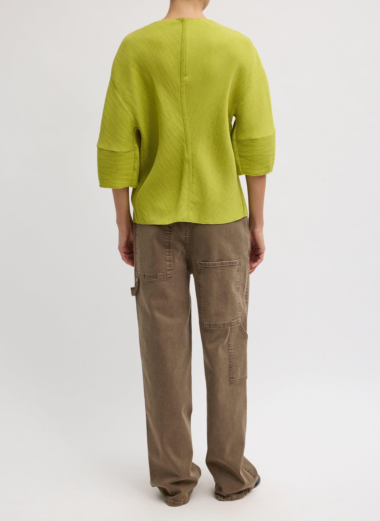 Viscose Plisse Hinged Short Sleeve Top | Tibi Pea Pod