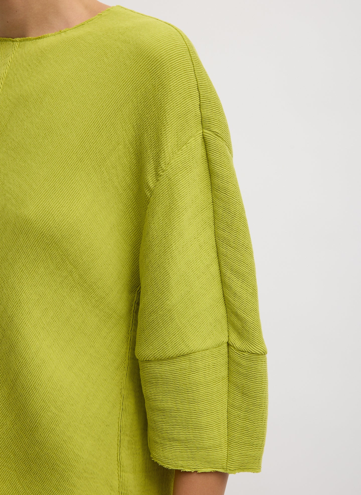 Viscose Plisse Hinged Short Sleeve Top | Tibi Pea Pod
