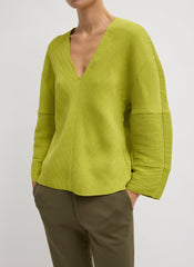 Viscose Plisse Hinged Long Sleeve Top | Tibi Pea Pod