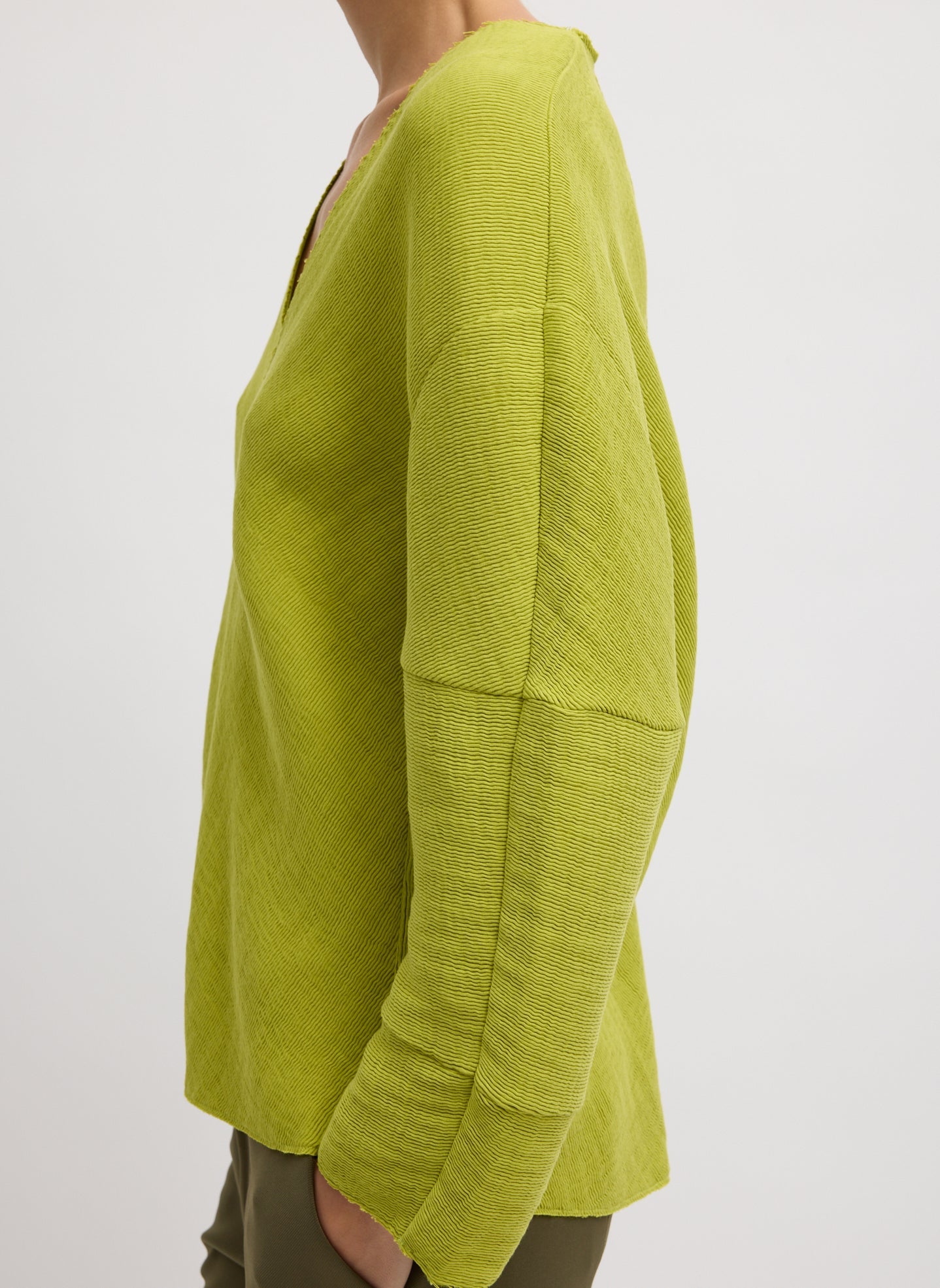 Viscose Plisse Hinged Long Sleeve Top | Tibi Pea Pod