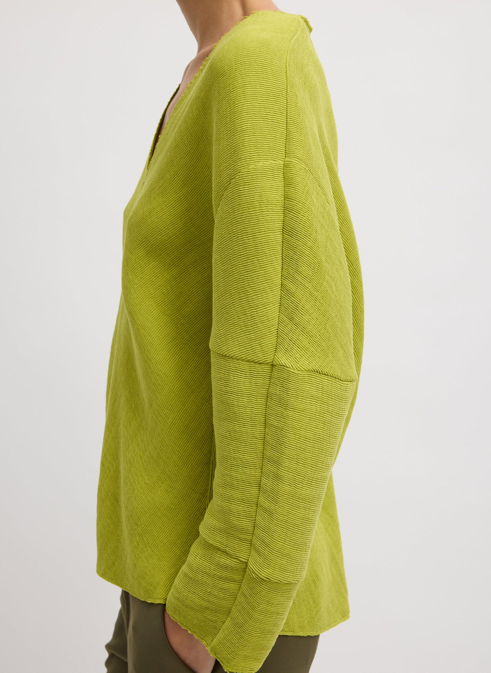 Viscose Plisse Hinged Long Sleeve Top | Tibi Pea Pod