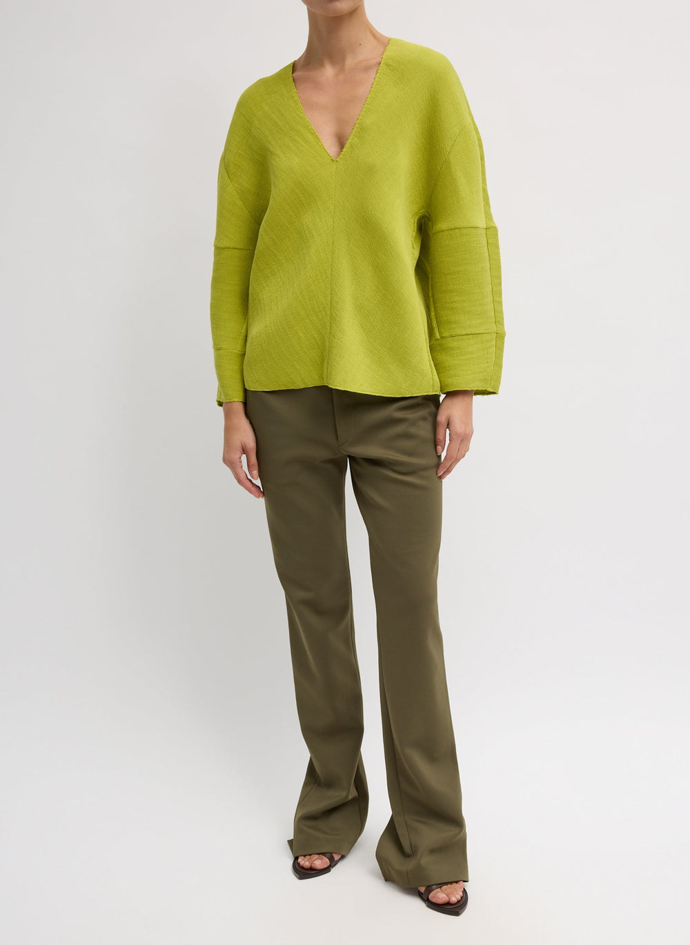 Viscose Plisse Hinged Long Sleeve Top | Tibi Pea Pod