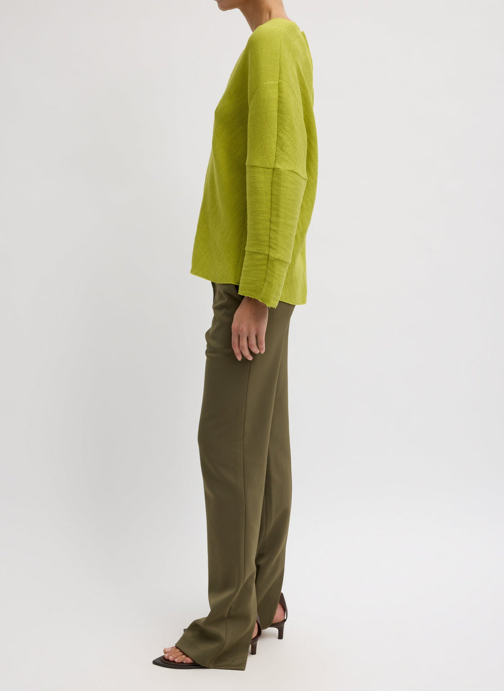 Viscose Plisse Hinged Long Sleeve Top | Tibi Pea Pod