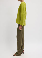 Viscose Plisse Hinged Long Sleeve Top | Tibi Pea Pod