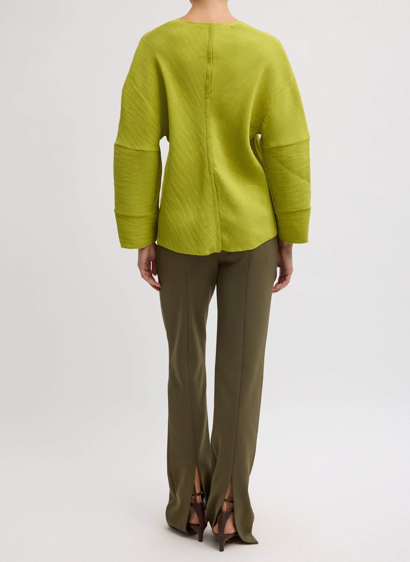 Viscose Plisse Hinged Long Sleeve Top | Tibi Pea Pod