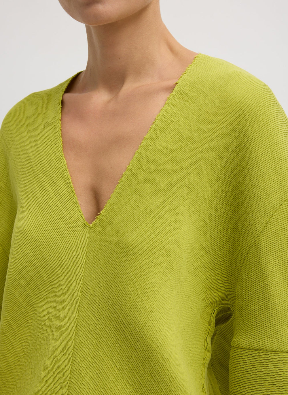 Viscose Plisse Hinged Long Sleeve Top | Tibi Pea Pod