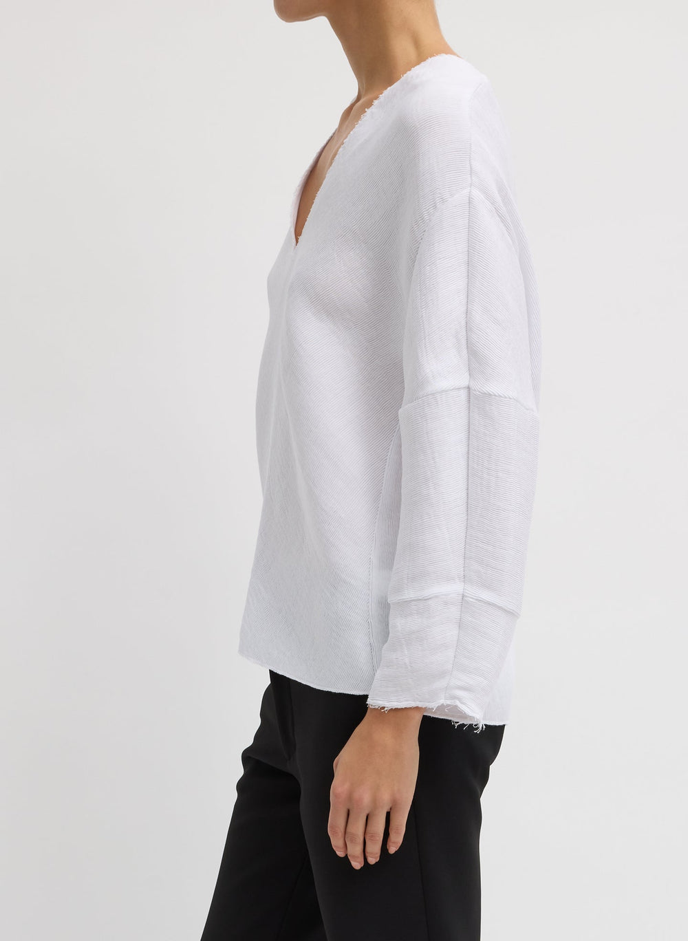 Viscose Plisse Hinged Long Sleeve Top | Tibi White