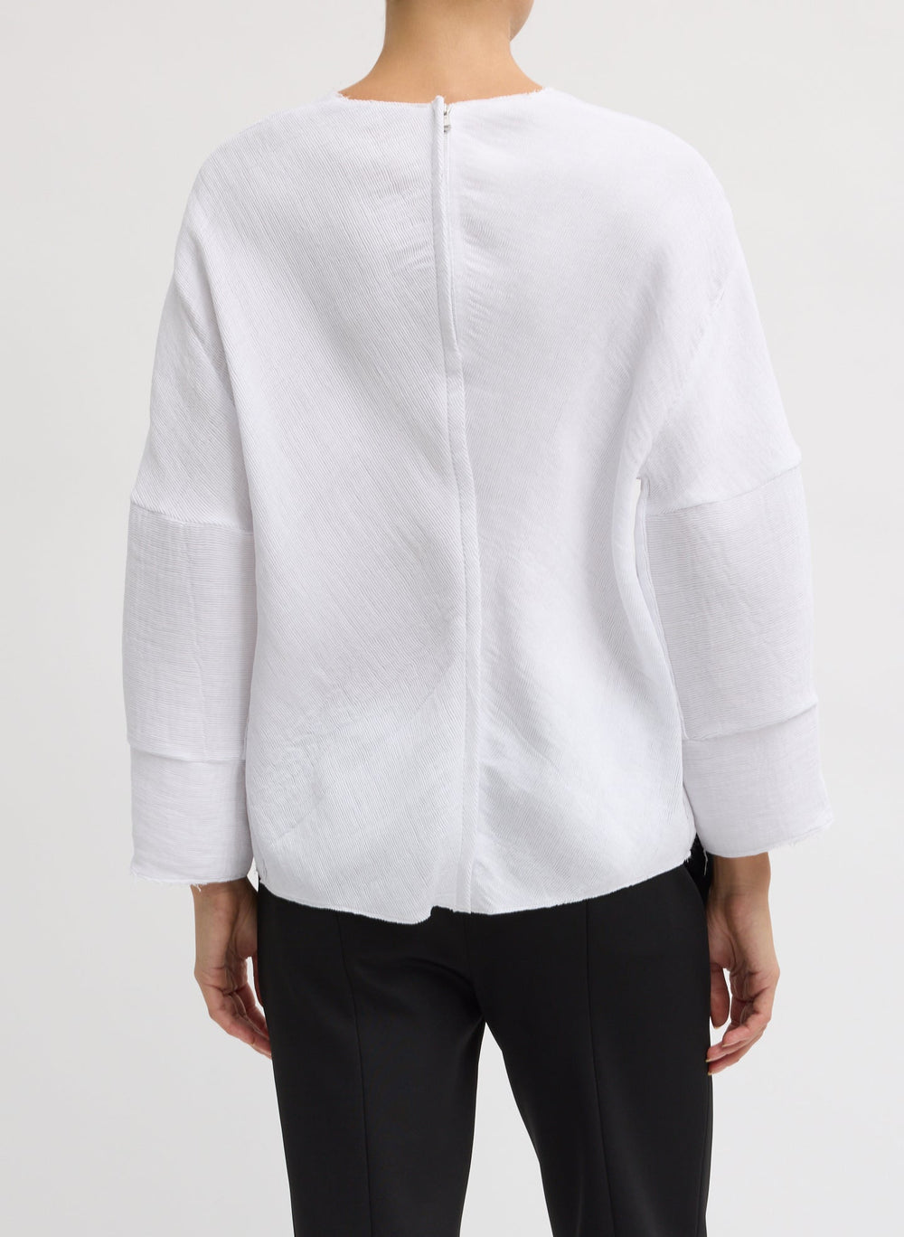 Viscose Plisse Hinged Long Sleeve Top | Tibi White