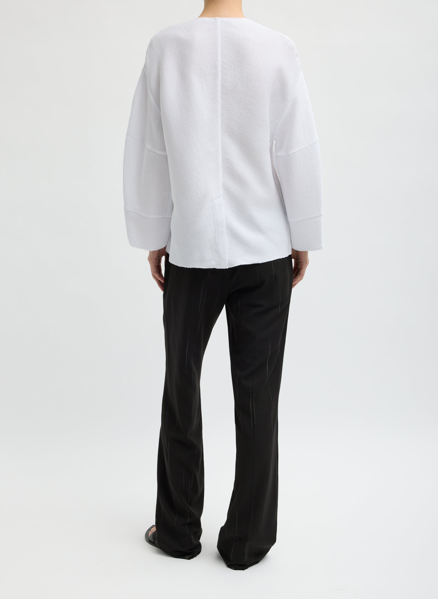 Viscose Plisse Hinged Long Sleeve Top | Tibi White