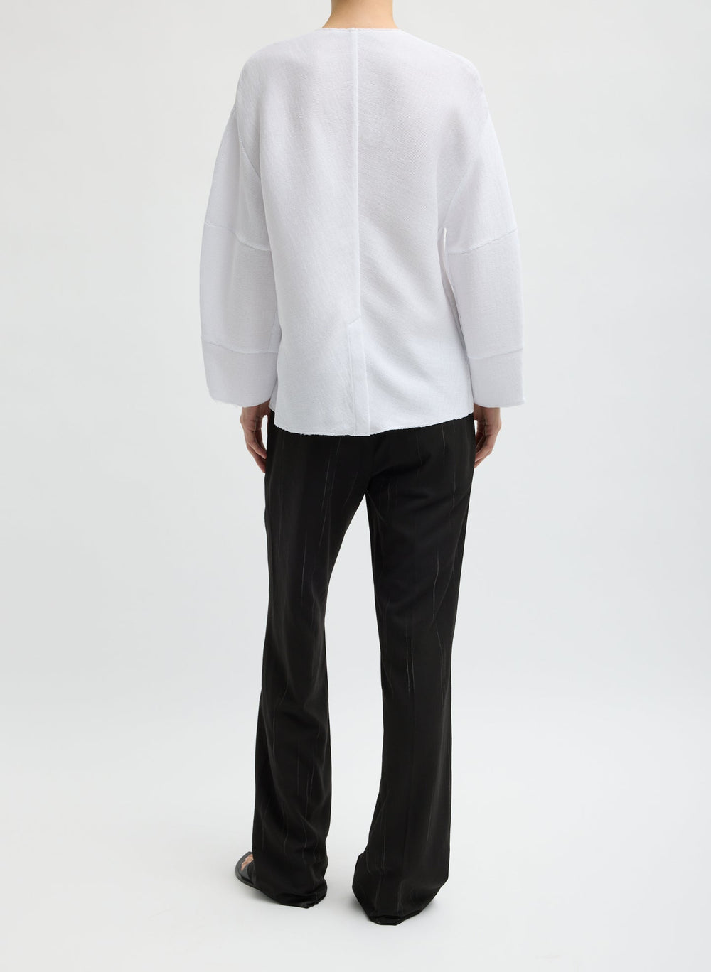 Viscose Plisse Hinged Long Sleeve Top | Tibi White