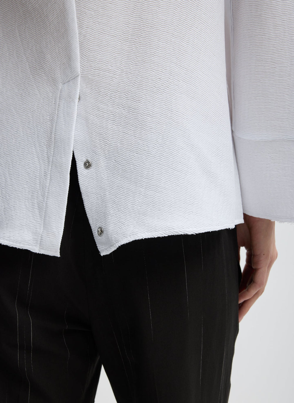 Viscose Plisse Hinged Long Sleeve Top | Tibi White