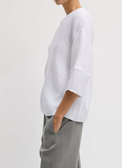 Viscose Plisse Hinged Short Sleeve Top | Tibi White