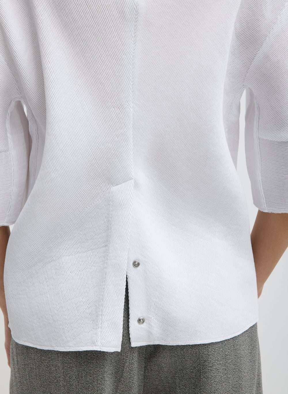 Viscose Plisse Hinged Short Sleeve Top | Tibi White