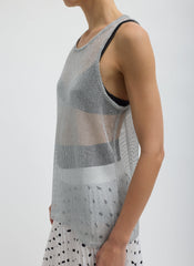 Viscose Metallic Ribbed Tank | Tibi Silver
