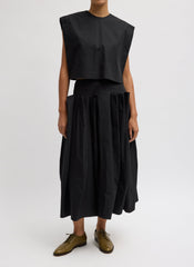 Compact Eco Poplin Cropped Square Top | Tibi Black