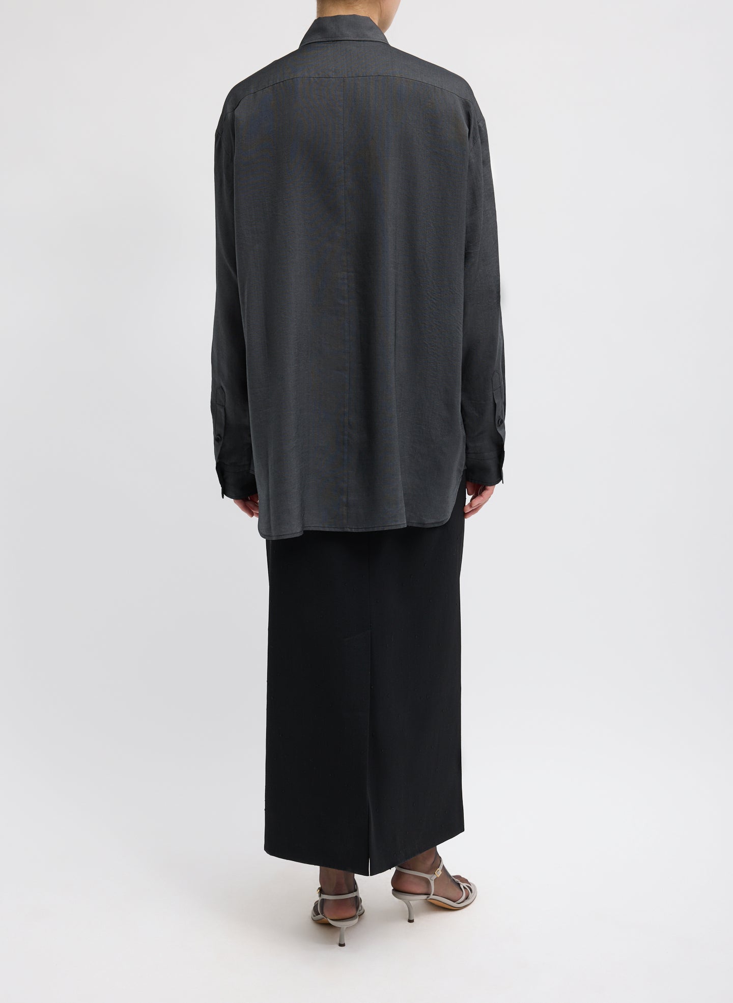 Silk Voile Easy Pintucked Shirt | Tibi Graphite